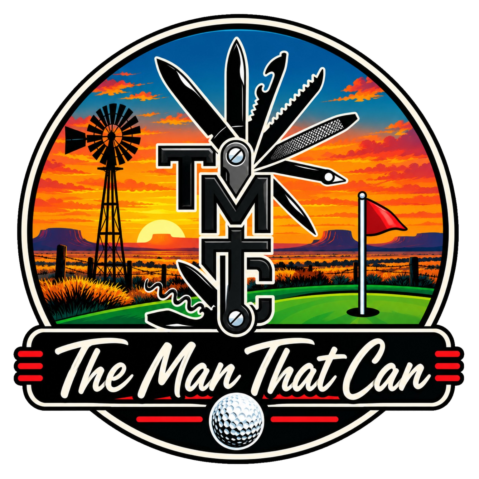 The Man That Can West Texas golf logo